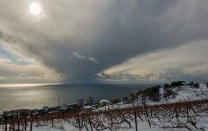 Crimean Winter. Clouds over the Black sea