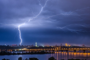 Lightning over the Kyiv