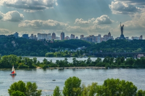 View on the Kyiv from the left bank the Dnieper river